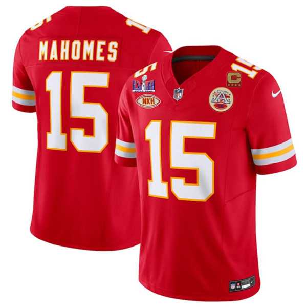 Mens Kansas City Chiefs #15 Patrick Mahomes Red 2024 F.U.S.E. Super Bowl LVIII Patch With NKH Patch And 4-star C Patch Vapor Untouchable Limited Jersey Dzhi
